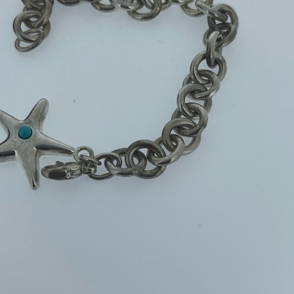Authentic Tiffany & Co. Sterling Silver Turquoise Starfish Heavy Bracelet 7.25” - Picture 3 of 9